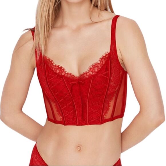 Victoria’s Secret DREAM ANGELS Unlined Lace-Up Corset Top in the Size Large - Picture 4 of 5